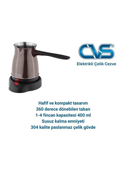 CVS DN 19833 Elektrikli Çelik Cezve Kahverengi