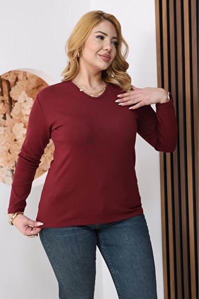 Siyezen Plus Size V-Neck Cotton Lycra Blouse