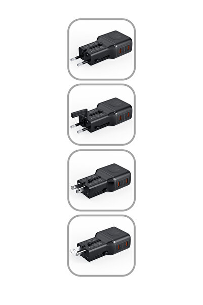 Xenon Smart Priz Dönüştürücü | 45W GaN Hızlı Şarj, 200+ Ülke, 2x USB-C, PD PPS, Seyahat Adaptörü (X6409)