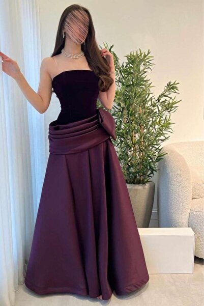 STAYILK DRESSES Purple draped evening dress with a bow 😘😘