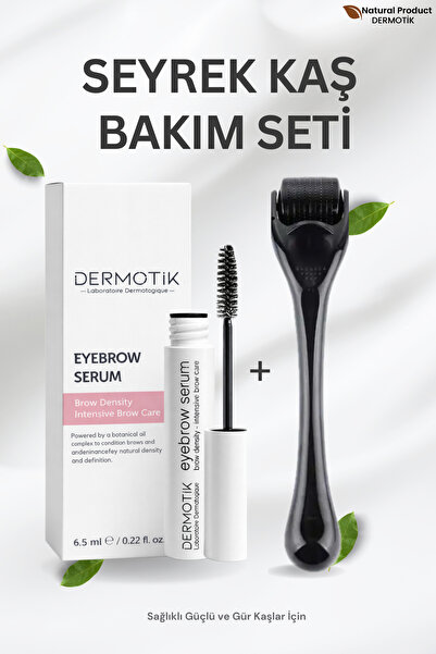 Dermotik Seyrek Kaş Bakım Seti | Dermaroller ve Kaş Serumu Dolgunlaştırıcı Ba...