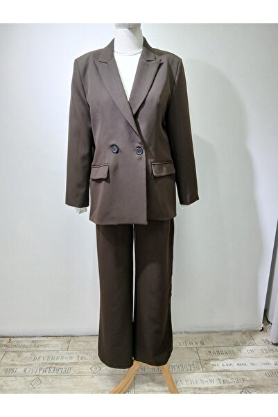Hello Kahverengi Blazer Ceket Pantolon Takım Elbise