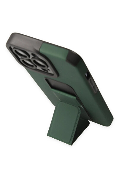 MKR حافظة نيو فيس لهاتف آيفون 14 برو مصنوعة من السيليكون مع حامل كبير - أخضر