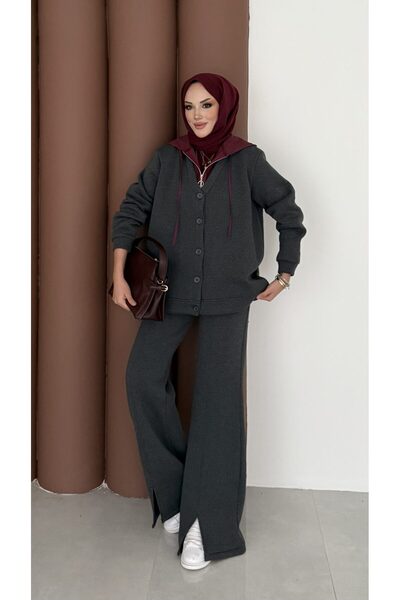 Modanurgul Snow Trenç Kapşonlu Şardonlu İkili Takım - Antrasit