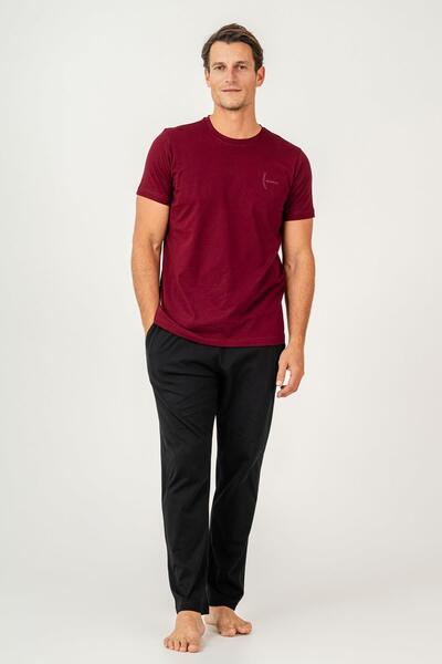 Arnetta Men's Pajama Set 100% Cotton – Short Sleeve Top & Long Bottom with Po...