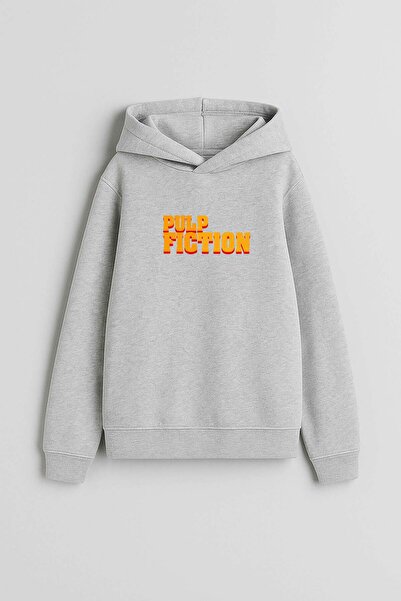AYDESİGN Pulp Faction Cheap Novel Printed Gray Hooded Sweatshirt Hoodie