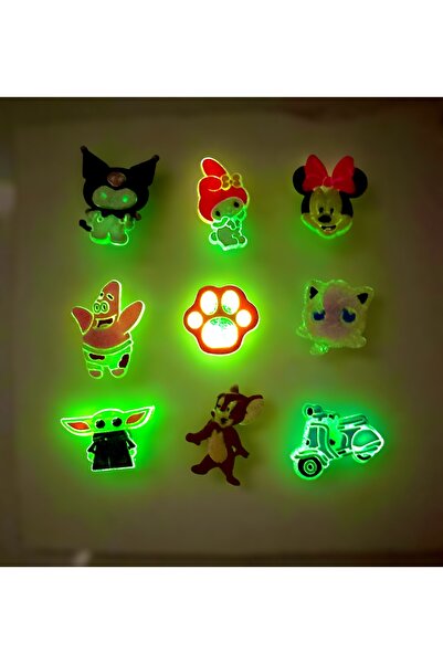Buki'nin Atölyesi Gece Parlayan Neon Terlik Süsü   9 lu Set Patrick kuromi my...