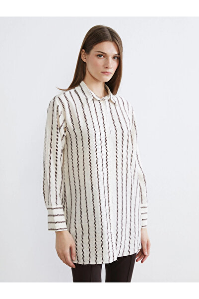 LC Waikiki Γυναικείο πουκάμισο LCW με μέτριο καφέ σχέδιο