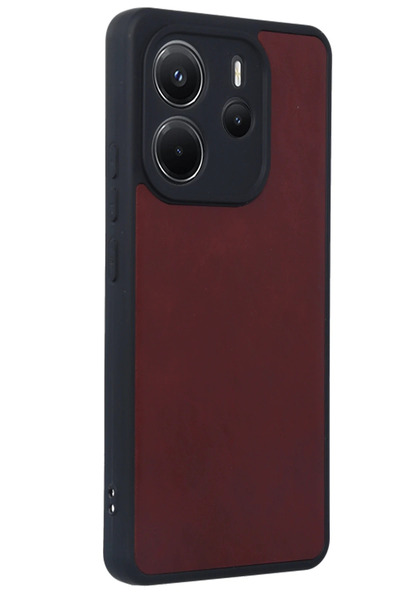 FREEDOM STOREE Newface Xiaomi Redmi Note 14 4G حافظة جلدية من Aras - أحمر كلاريت