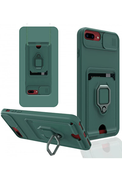 FREEDOM STOREE نيوفيس حافظة آيفون 7 بلس زوما مع بطاقة عمل وحلقة سيليكون - أخضر