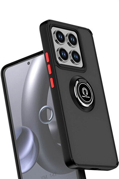 MKR حافظة نيو فيس لهاتف Xiaomi Mi 15 من السيليكون مع حلقة مونتريال - أسود