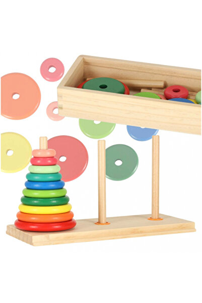 Ikonka Joc piramida din lemn pentru copii, Ikonka, sortator curcubeu realizat...