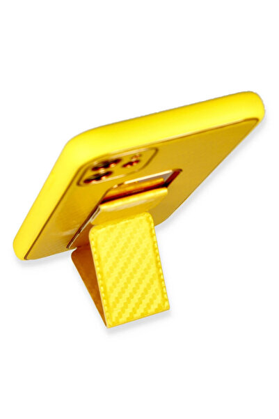 CT STONES غطاء حماية لهاتف آيفون 12 من نيو فيس مع حامل كوكو كاربون - أصفر