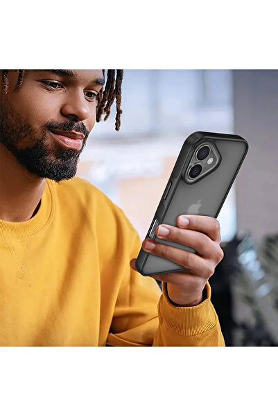 CT STONES حافظة نيو فيس لهاتف آيفون 16 غطاء أنيق - أسود