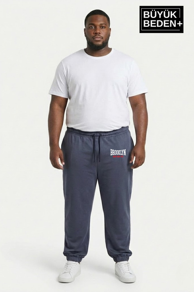 Superlife Men's Plus Size Brooklyn 1970 Printed Leg Elastic Jogger Slim Sweat...