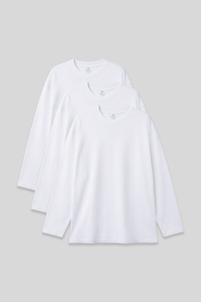 TOMMY LIFE Basic O-Neck Large Size 3-Pack White Men's T-Shirt - 88107