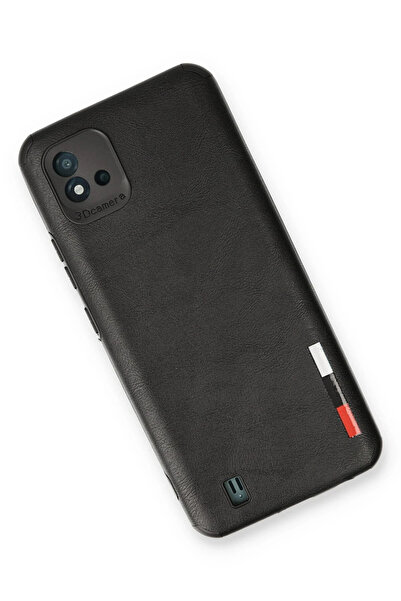 POYRAZ MARKET حافظة نيو فيس ريلمي C11 2021 بحلقة جلدية من السيليكون - أسود