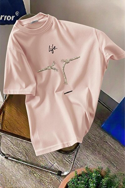 Oksit Life Design Minimalist Illustration Printed Unisex Oversize T-Shirt