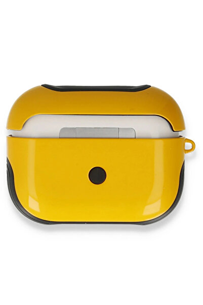 POYRAZ MARKET حافظة نيو فيس ايربودز برو (الجيل الأول) 3 في 1 - أصفر