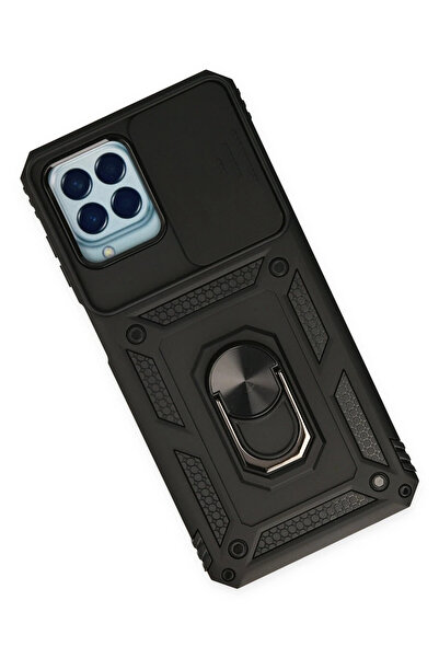 ykavm حافظة نيو فيس لهاتف سامسونج جالاكسي M33 مع حلقة عدسة من السيليكون - أسود