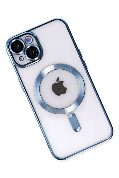 POYRAZ MARKET حافظة نيو فيس لهاتف آيفون 14 بلس، غطاء كروس مغناطيسي - أزرق سييرا