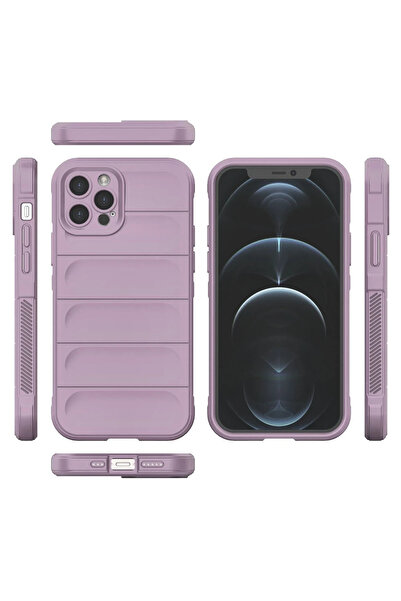 TBL DEKOR حافظة نيو فيس لهاتف ايفون 12 برو من السيليكون المثالي - بنفسجي