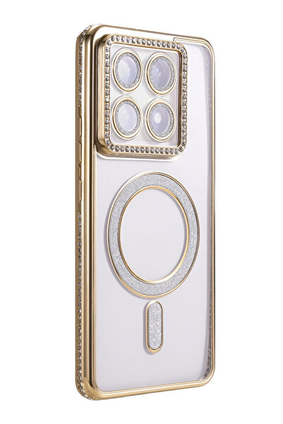 ZEMİRA HOME حافظة نيو فيس شاومي مي 14 تي برو جوكي سيملي ماجنيتيسيف - ذهبي