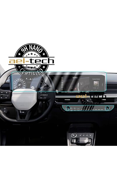 ael-tech واقي شاشة نانو 9H متوافق مع نظام الملاحة وتكييف الهواء لسيارة كيا ست...