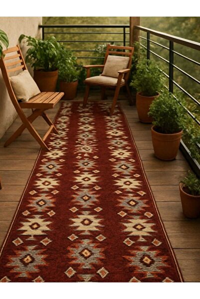 OEM Hall Carpet, Woven, Double-Sided, Size 60 x 400 cm Red and Cream, Rustic ...