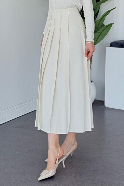 Hazamoda Kalben Tok Linen Skirt Ecru