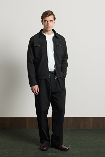 Danger Men's Standard Fit Shirt Collar Jacket Black