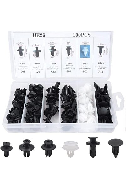 BRF TrendySell Busstier Oto Fastener Klips Seti 100 Adet 6 Boyut Tampon Kapı ...