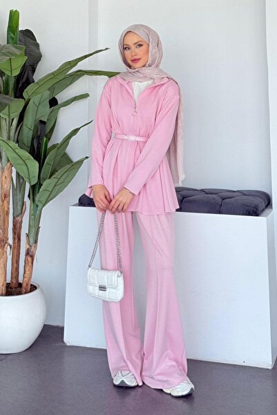 Hazamoda Melisa Pantolonlu Takım Pembe