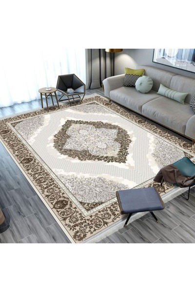 smart home سجادة مجلس مخملية كبيرة 350 × 250 سم | سجادة أرضية مبطنة مانعة للا...