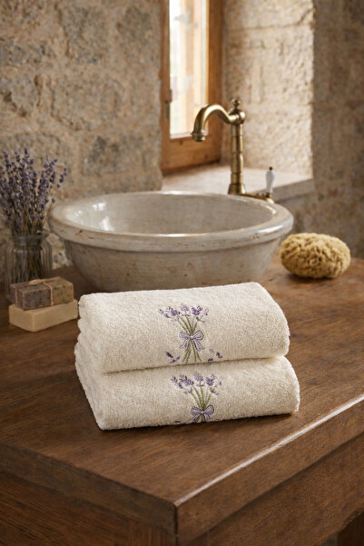 Motif Mağaza Комплект от 2 броя MicroCotton 100% памук 50x100 Бродирана кърпа...