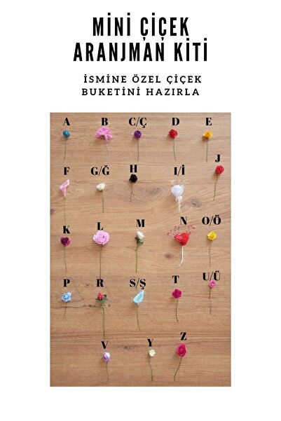 VANİSCE Harf Seçmeli Mini Çiçek Aranjman Seti/ Sevgililer Günü Özel