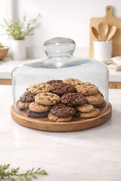 MADREPERLA DESİGN 18 cm Cam Fanus Cam kapak kek Kurabiye saklama fanusu (Sade...