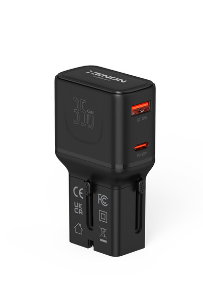 Xenon Smart Priz Dönüştürücü | 35W GaN Hızlı Şarj, 200+ Ülke, USB-C & USB-A, ...