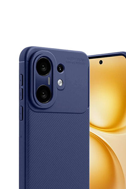 POYRAZ MARKET غطاء كربوني جديد لهاتف فيفو X200 Fe مع تركيز تلقائي - أزرق داكن