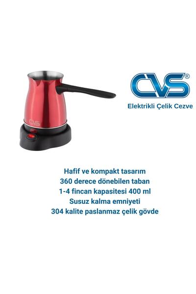 CVS DN 19833 Elektrikli Çelik Cezve Kırmızı