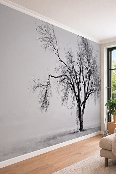 dreamwall Minimalist Kuru Ağaç Desenli - Ofis ve Salon İçin Tek Parça Tekstil...