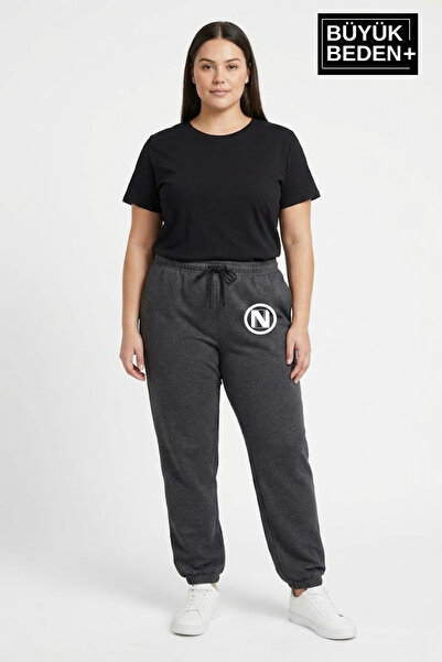 Superlife Women's Plus Size N Logo Elasticated Leg Casual Fit Jogger Slim Swe...