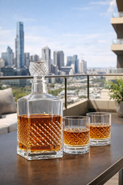 COCEM Cam Karaf ve 2’li Viski Bardak Seti | 1200 cc Sürahi + 340 cc Bardak | ...