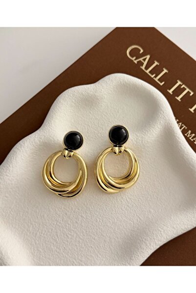 REÇİNE TAŞ DETAYLI MNGO MARKA MODEL GOLD VİNTAGE HALKA KÜPE