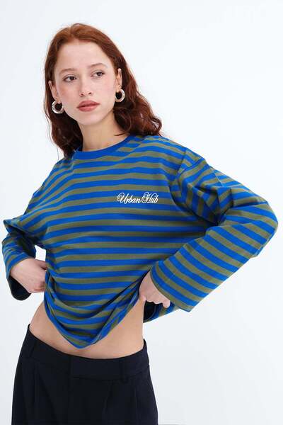 Addax Striped Long Sleeve T-Shirt B10644
