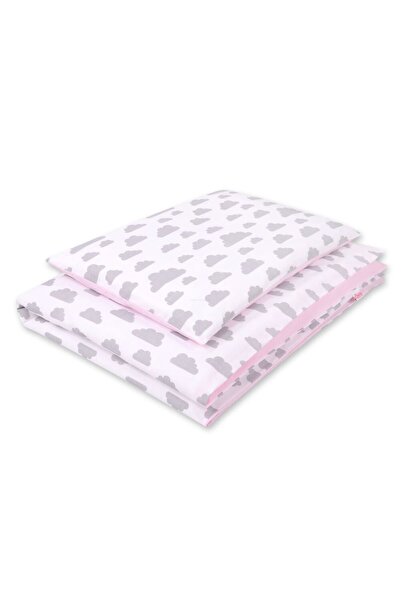 Other Double-sided 2-piece cotton children's bedding set - gray/pink clouds