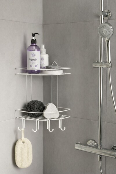 Sas Haus Bathroom Corner Shelf Hanging Shower Organizer and Shampoo Holder 2-...