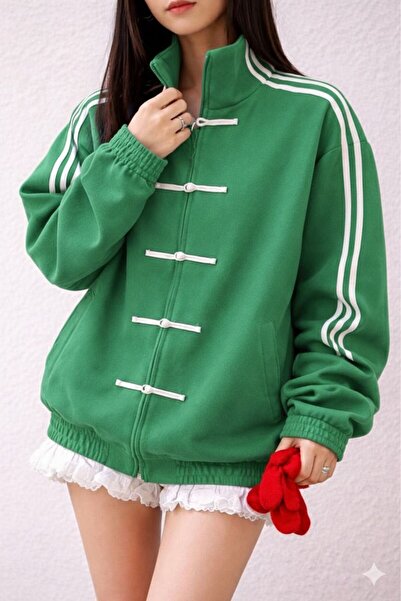 Karakedi Chinese Knot Closure Detail Retro Y2K Unisex Jacket