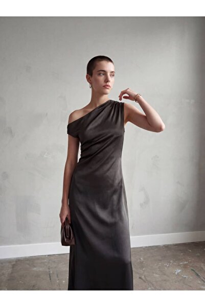 TANO Atelier Shirred Satin Dress