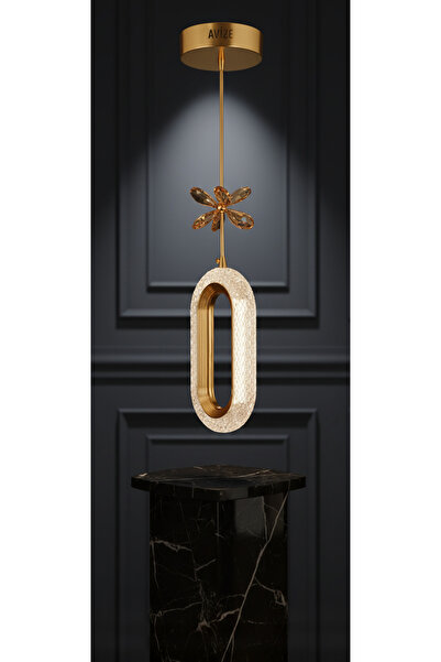 MYLUX AYDINLATMA VE TASARIM Selin Gold Modern LED Sarkıt Avize – Kristal Çiçe...